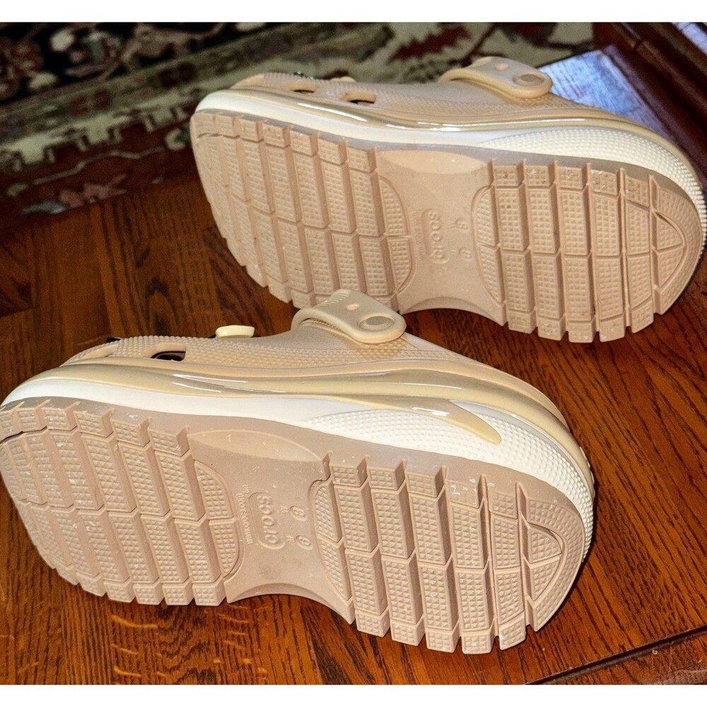 Crocs Siren embellished jibbitz Platform Clog In Ivory/Tan W8 - Picture 3 of 6